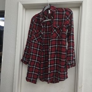 H&M Red and Black Plaid Flannel Shirt